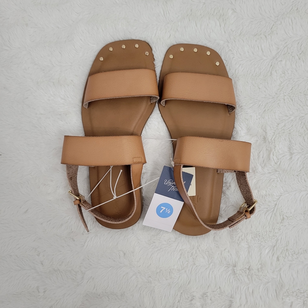 Universal Thread Brown Sandals with Gold Studs